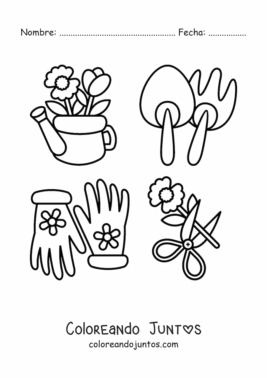 Imagen para colorear de herramientas de jardinería