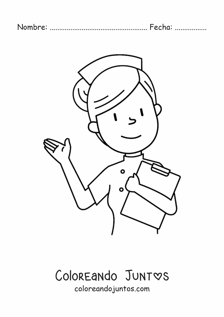 Imagen para colorear de enfermera animada fácil