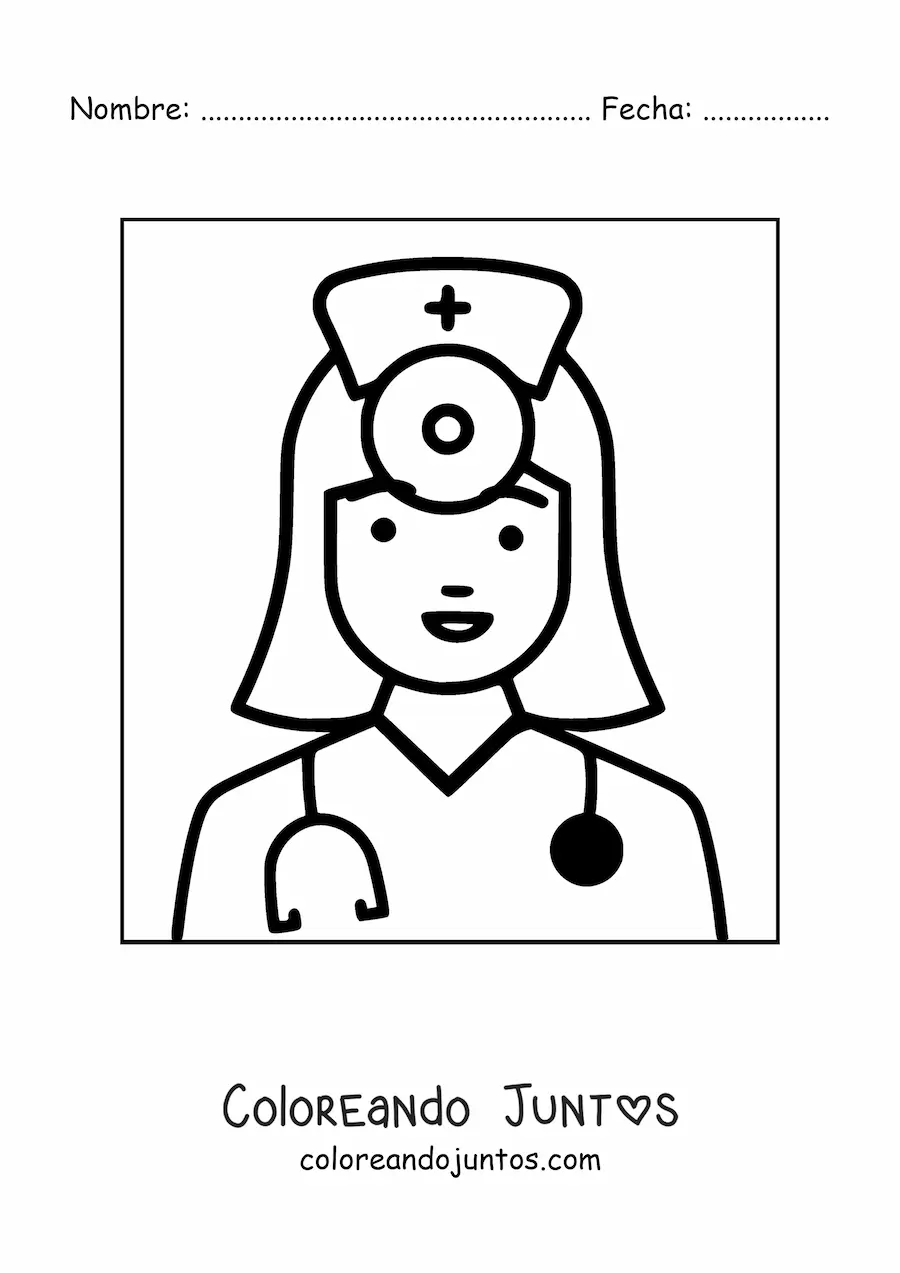 Imagen para colorear de enfermera fácil