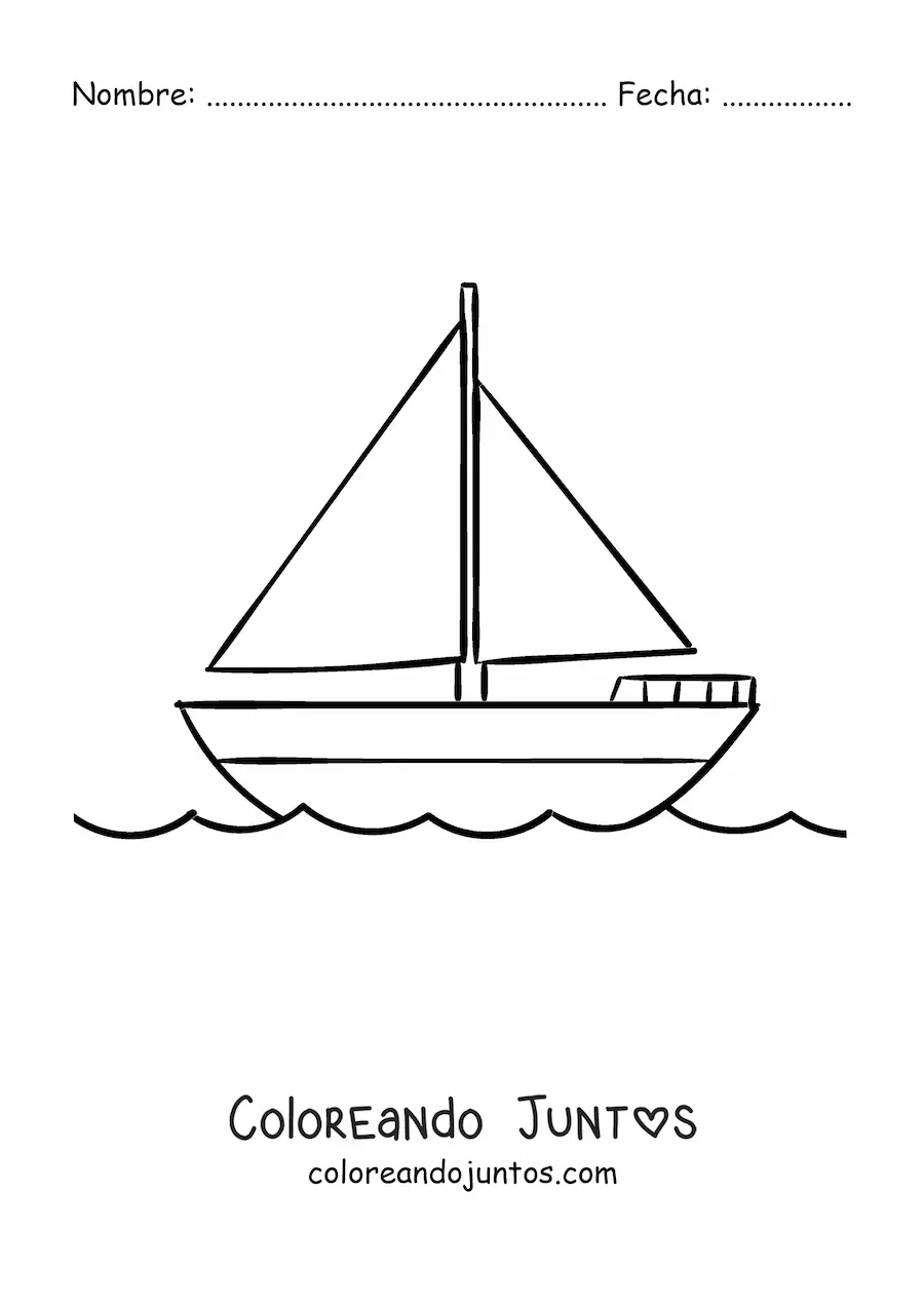 Imagen para colorear de un velero en el mar