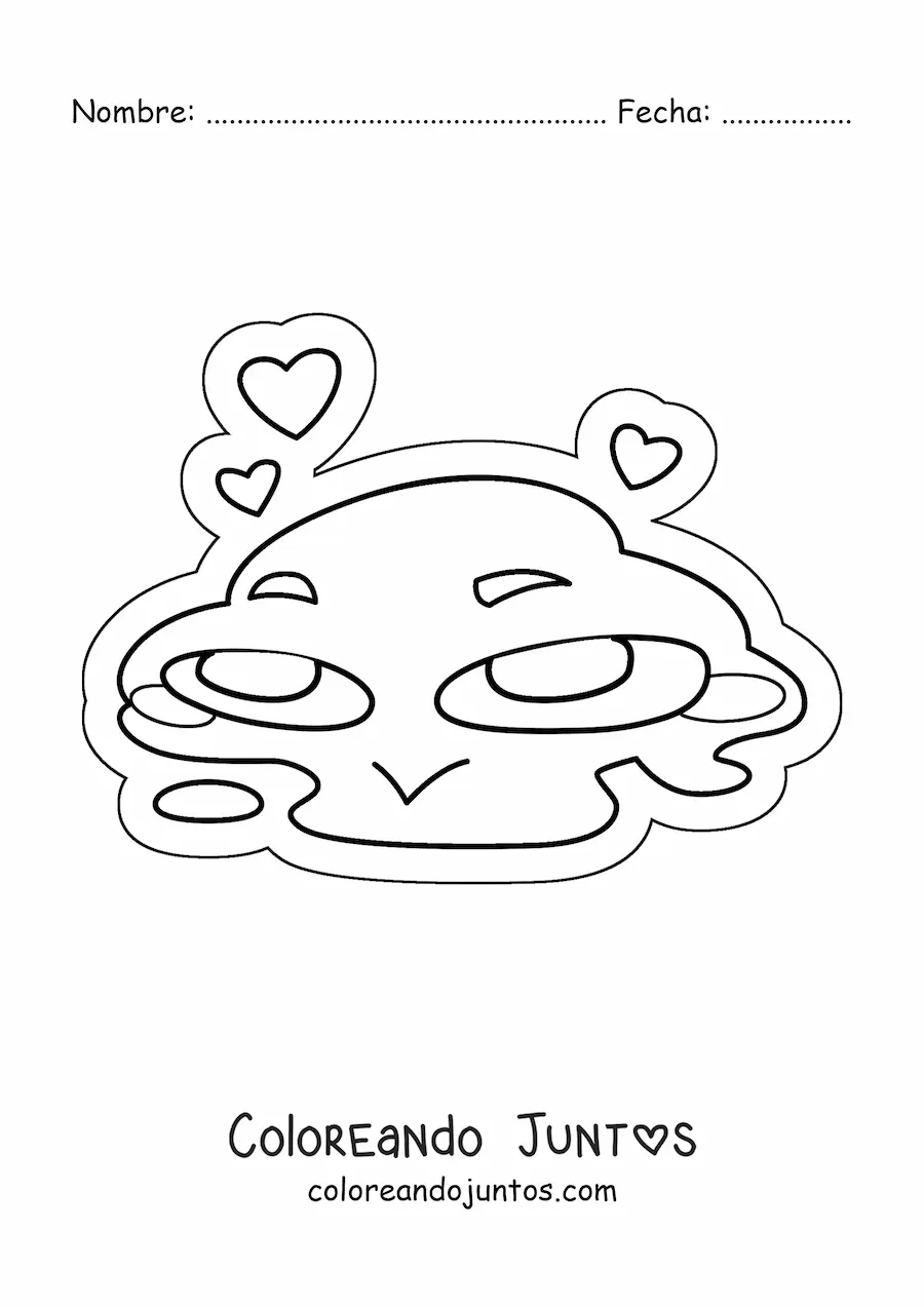 Imagen para colorear de emoji derretido de amor
