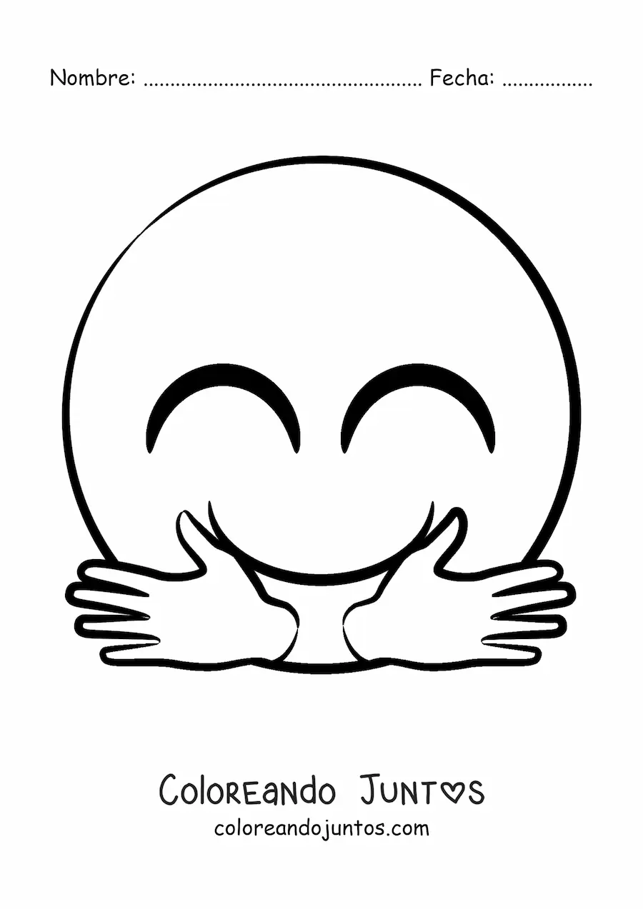 Imagen para colorear de emoji de abrazo