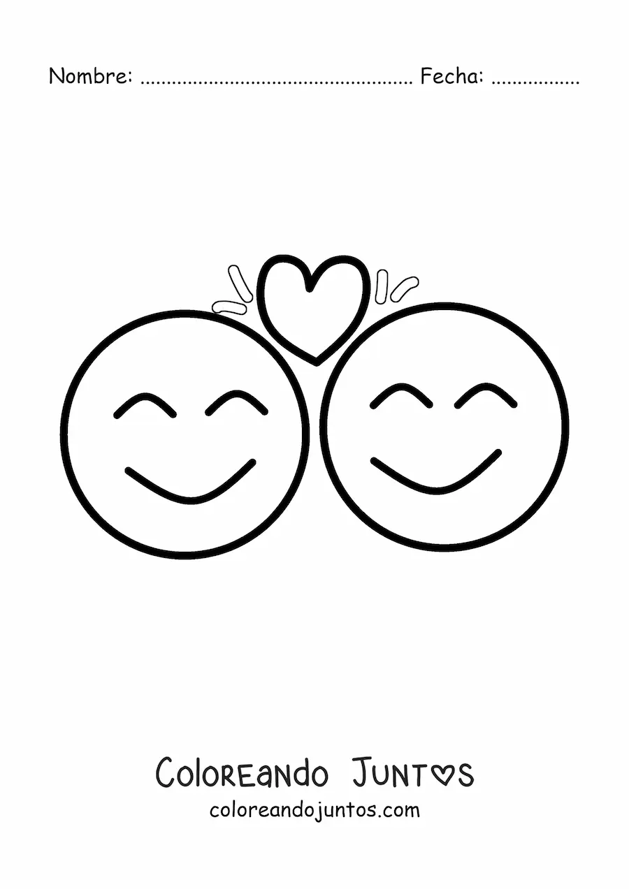 Imagen para colorear de emoji de dos personas enamoradas