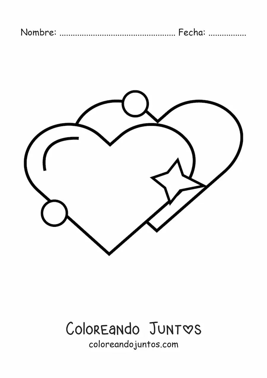 Imagen para colorear de emoji de dos corazones con brillos