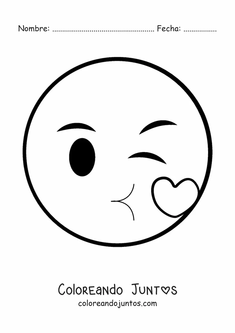 Imagen para colorear de emoji de beso grande