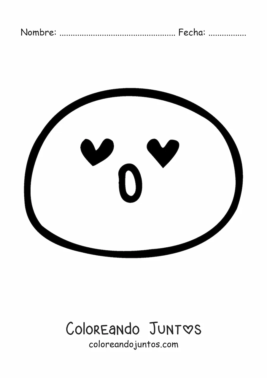 Imagen para colorear de emoji sencillo enamorado