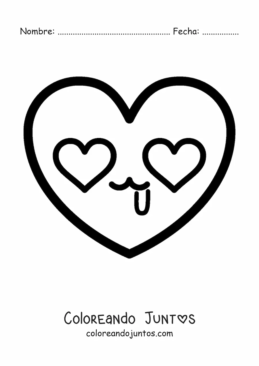 Imagen para colorear de emoji de corazón enamorado grande