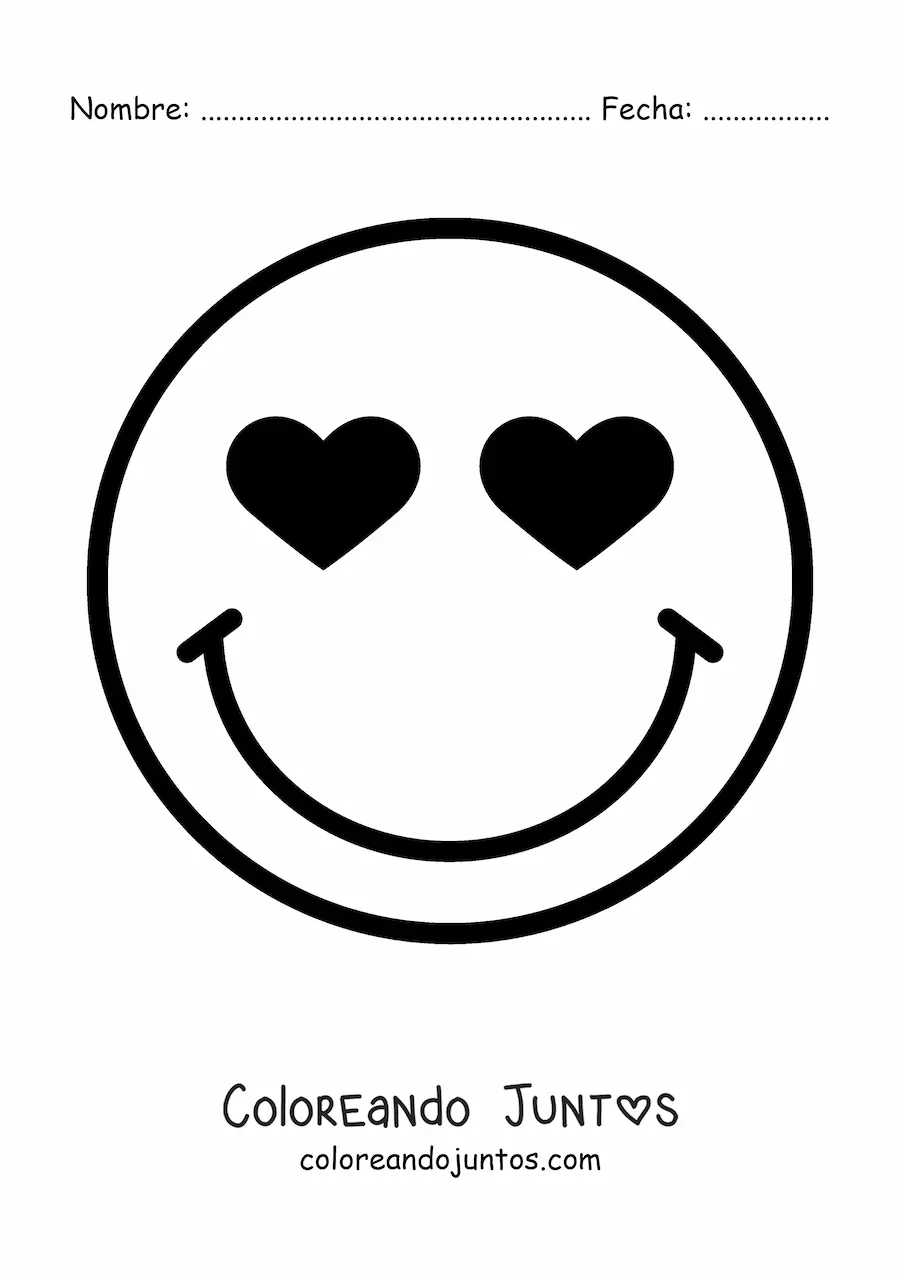 Imagen para colorear de emoji de carita sonriente enamorada