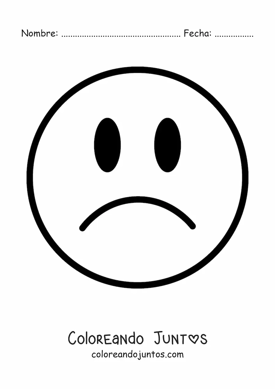 Imagen para colorear de emoji de tristeza fácil