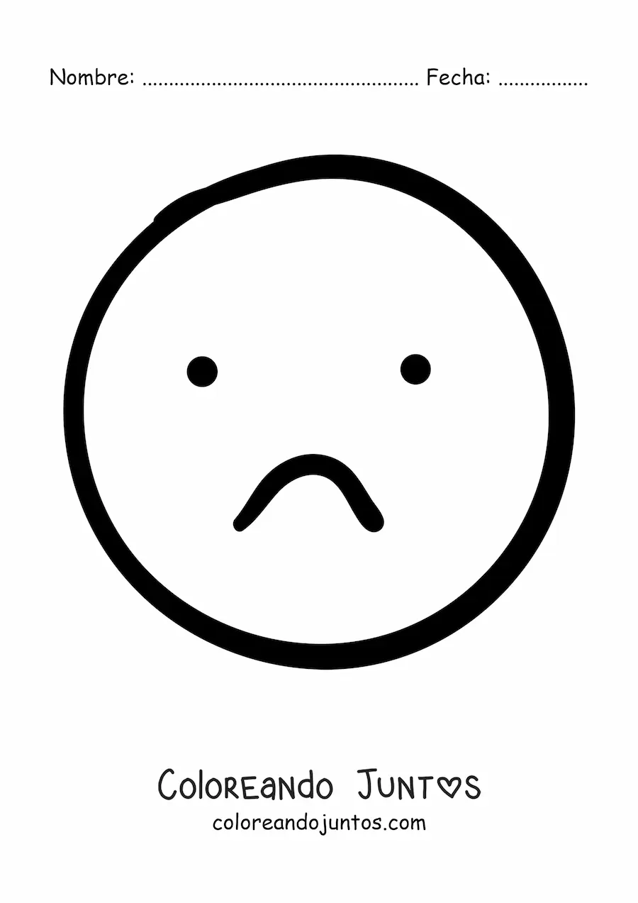 Imagen para colorear de emoji triste