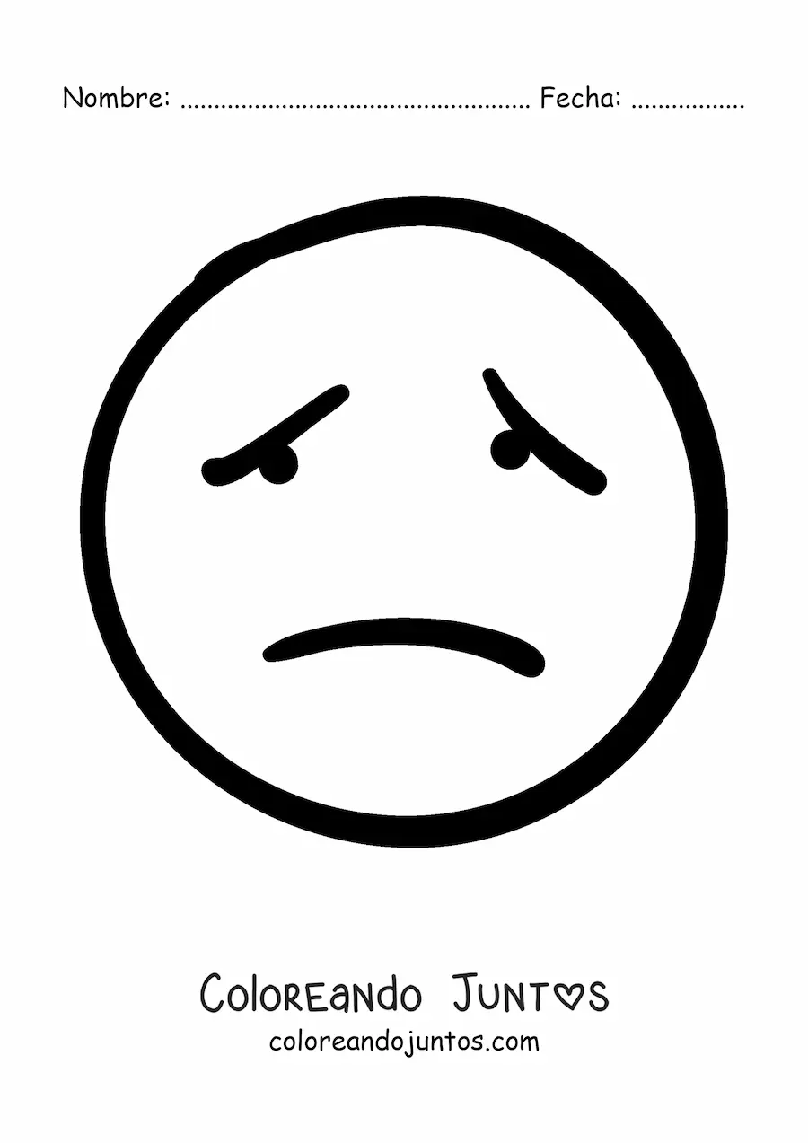 Imagen para colorear de emoji triste grande