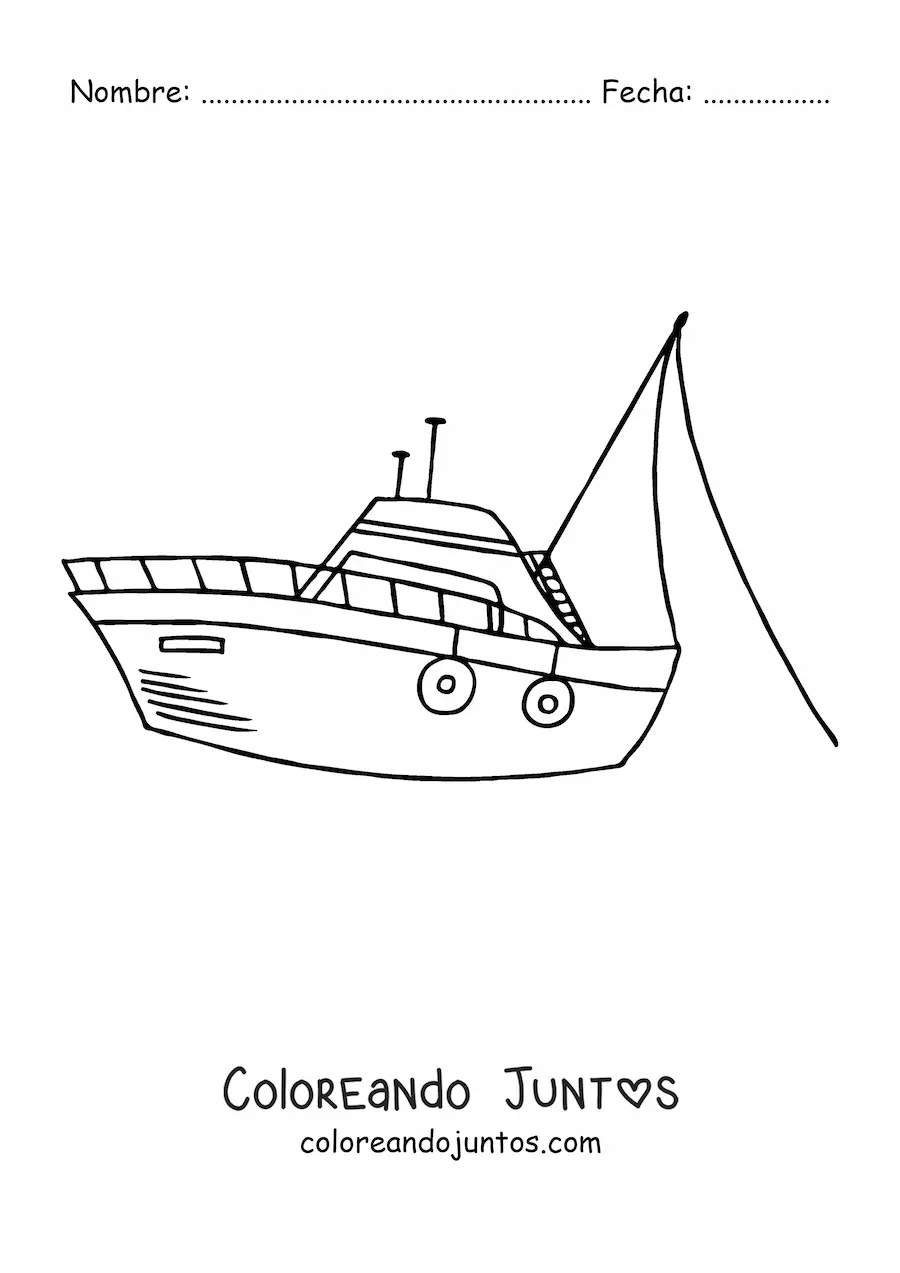Imagen para colorear de un barco pesquero