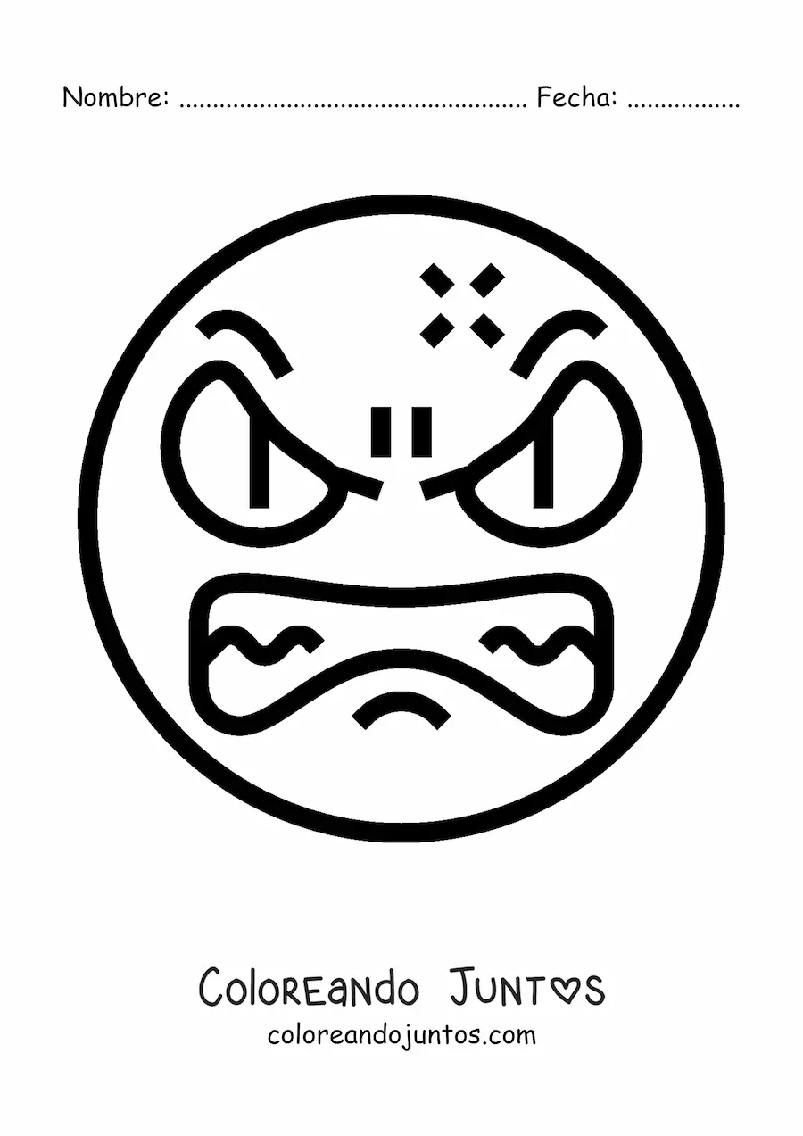 Imagen para colorear de emoji enojado grande