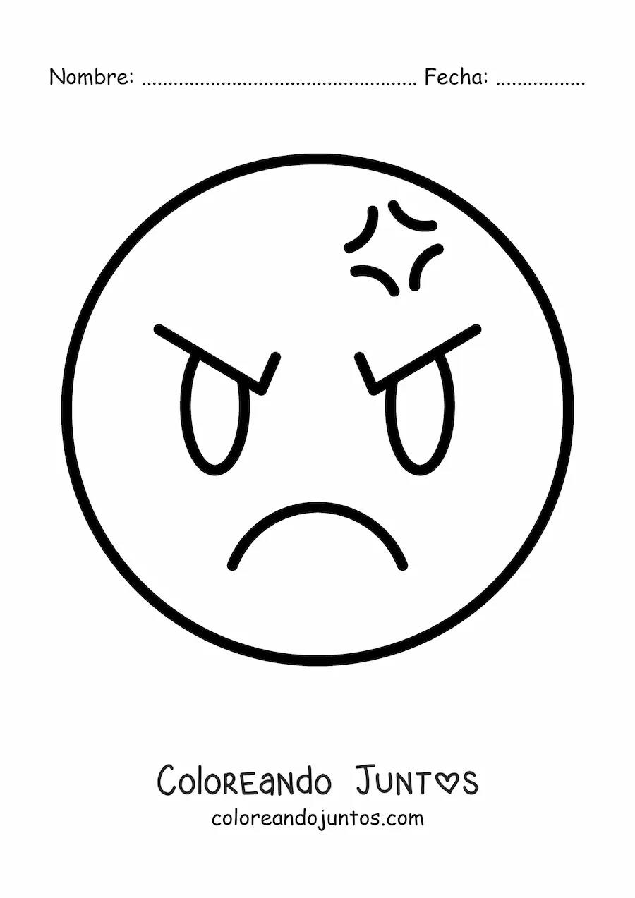Imagen para colorear de emoji enojado fácil