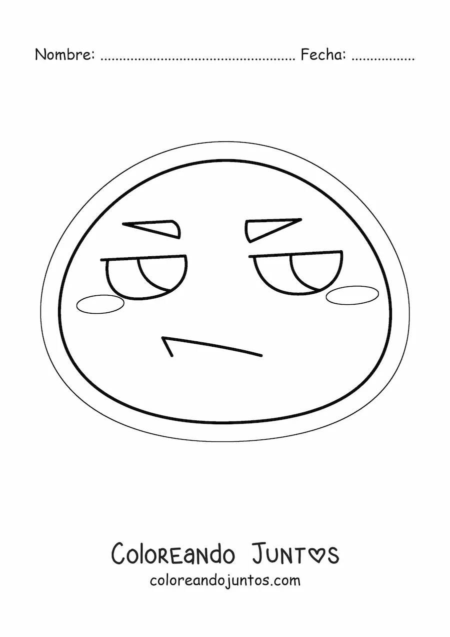 Imagen para colorear de emoji enojado kawaii animado