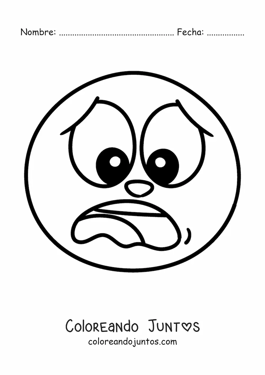 Imagen para colorear de emoji miedoso gritando