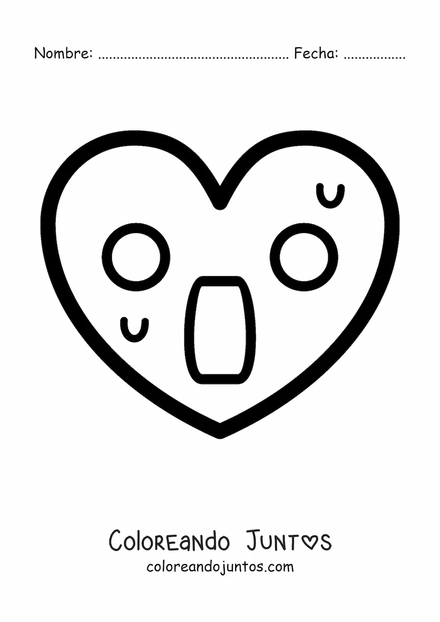 Imagen para colorear de emoji de corazón asustado