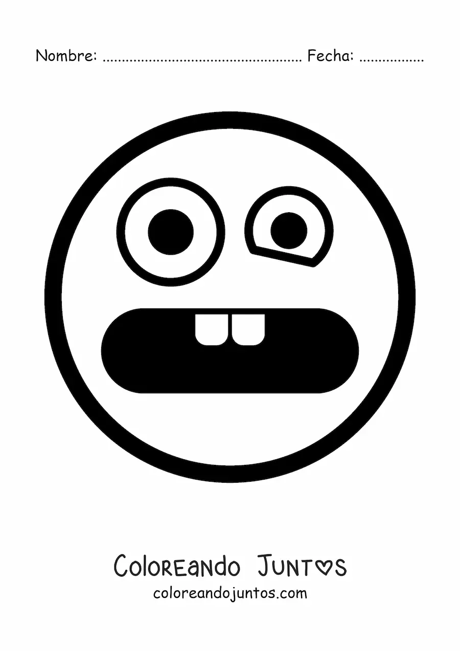 Imagen para colorear de emoji miedoso animado