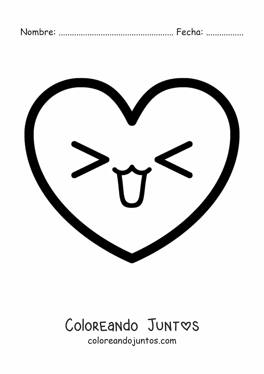 Imagen para colorear de emoji de corazón kawaii feliz