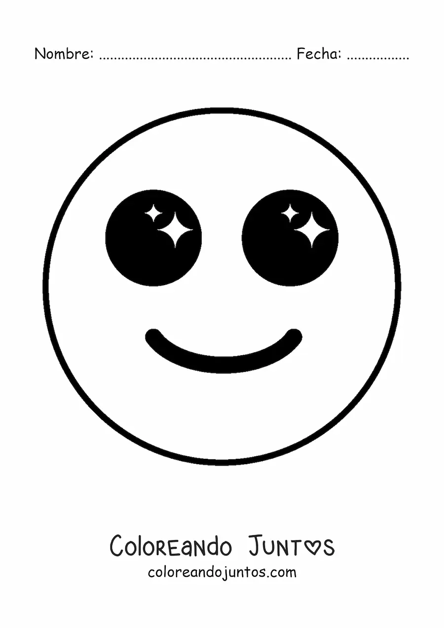 Imagen para colorear de emoji feliz con ojos grandes