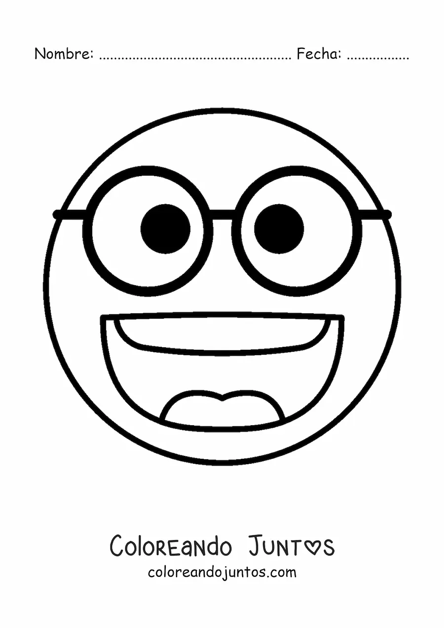 Imagen para colorear de cara feliz con lentes