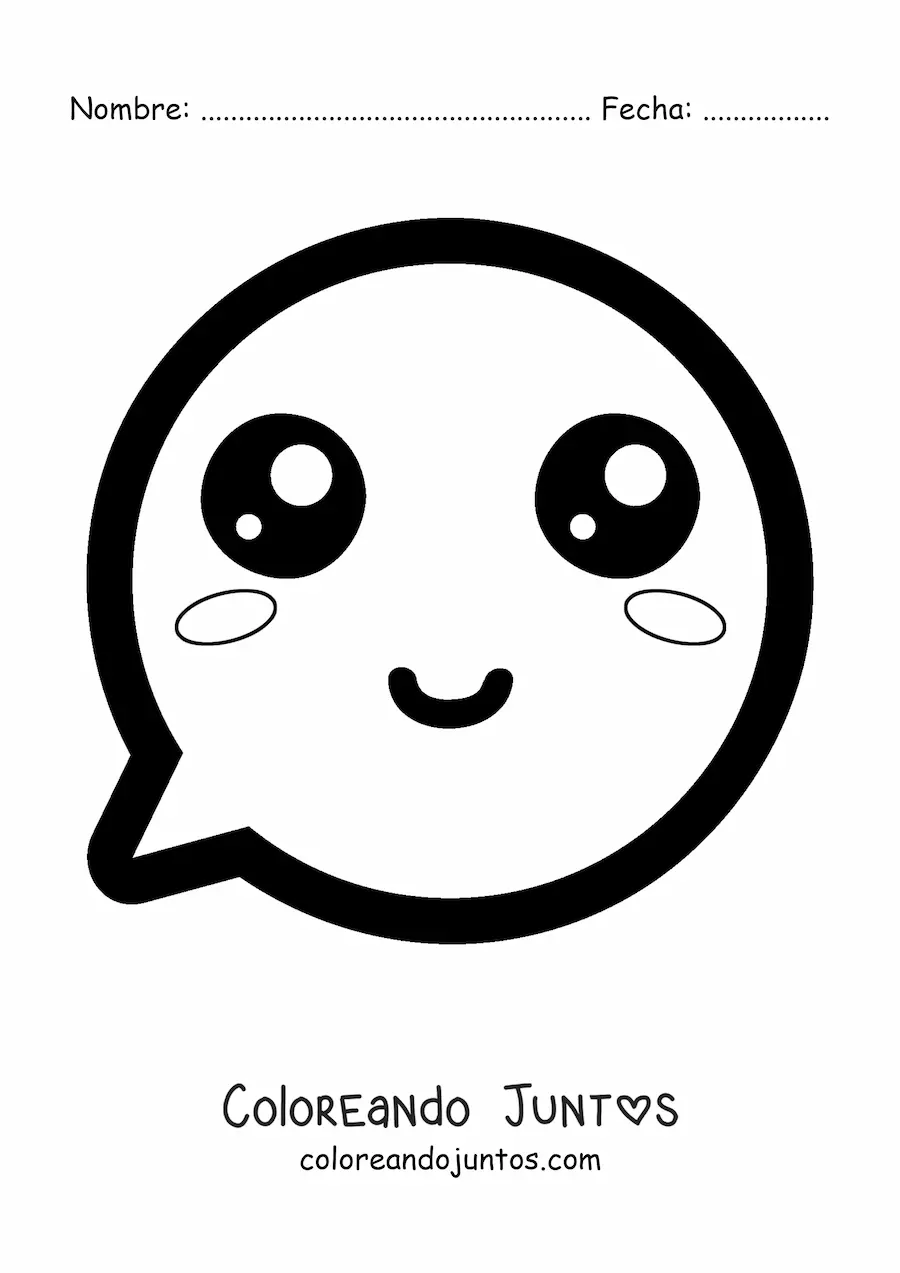 Imagen para colorear de emoji de cara feliz kawaii