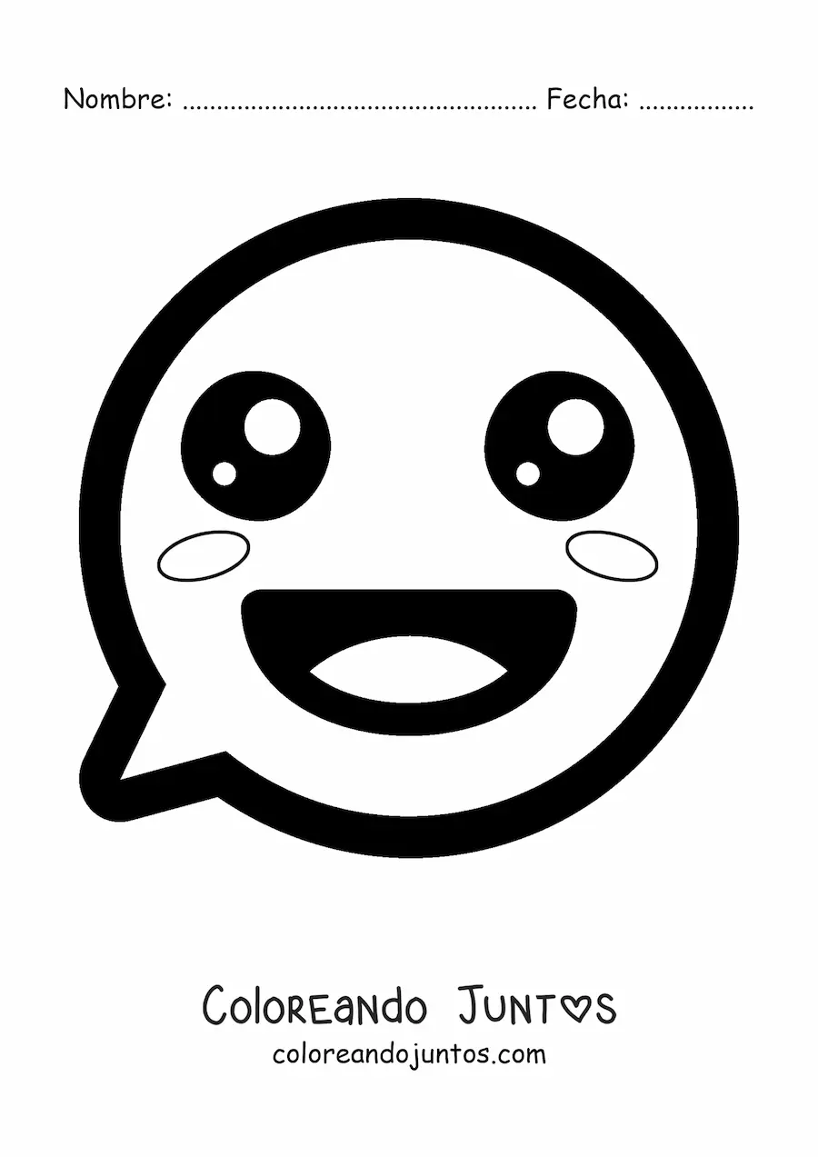 Imagen para colorear de emoji de cara sonriente kawaii