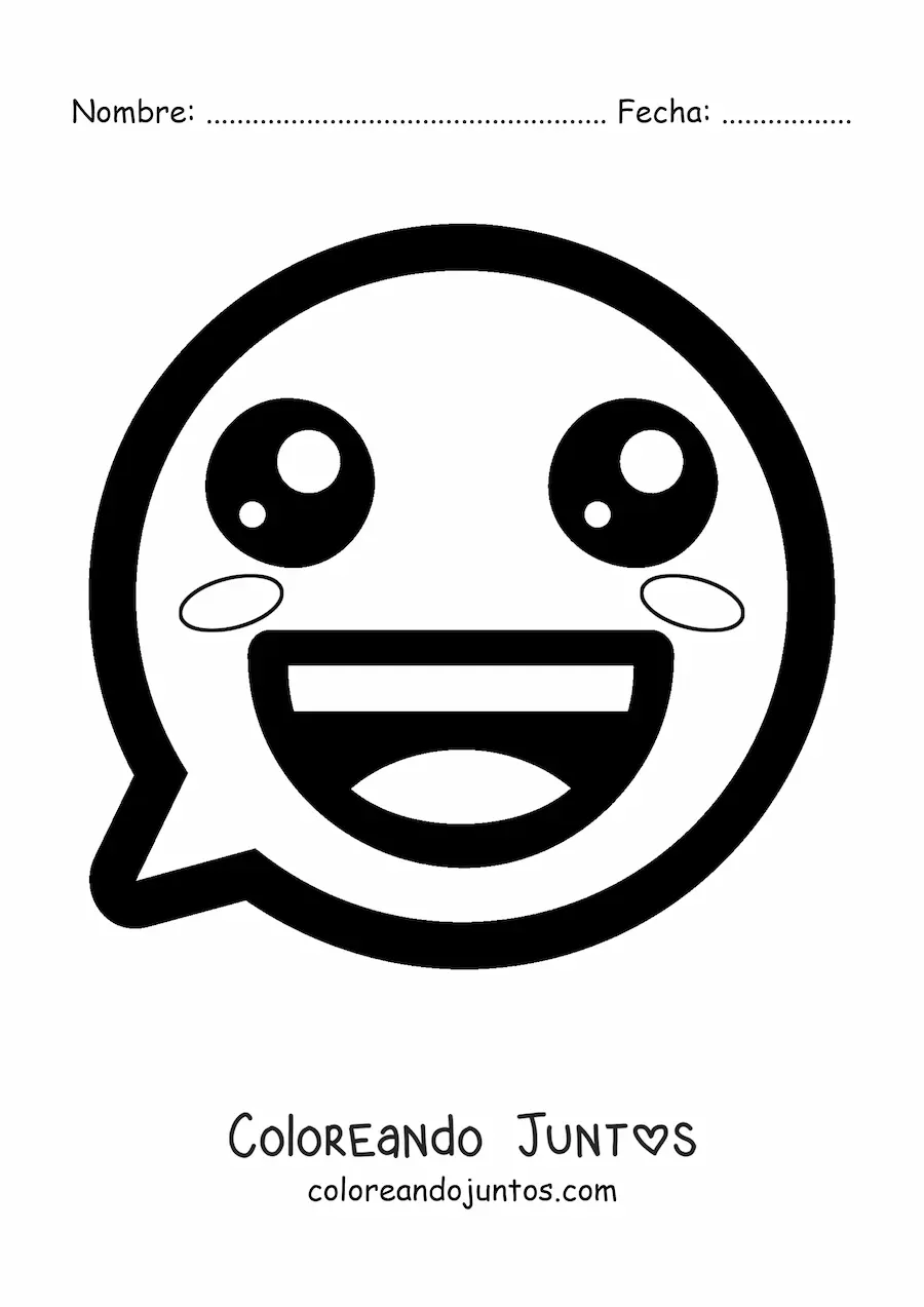 Imagen para colorear de emoji de carita feliz kawaii animada