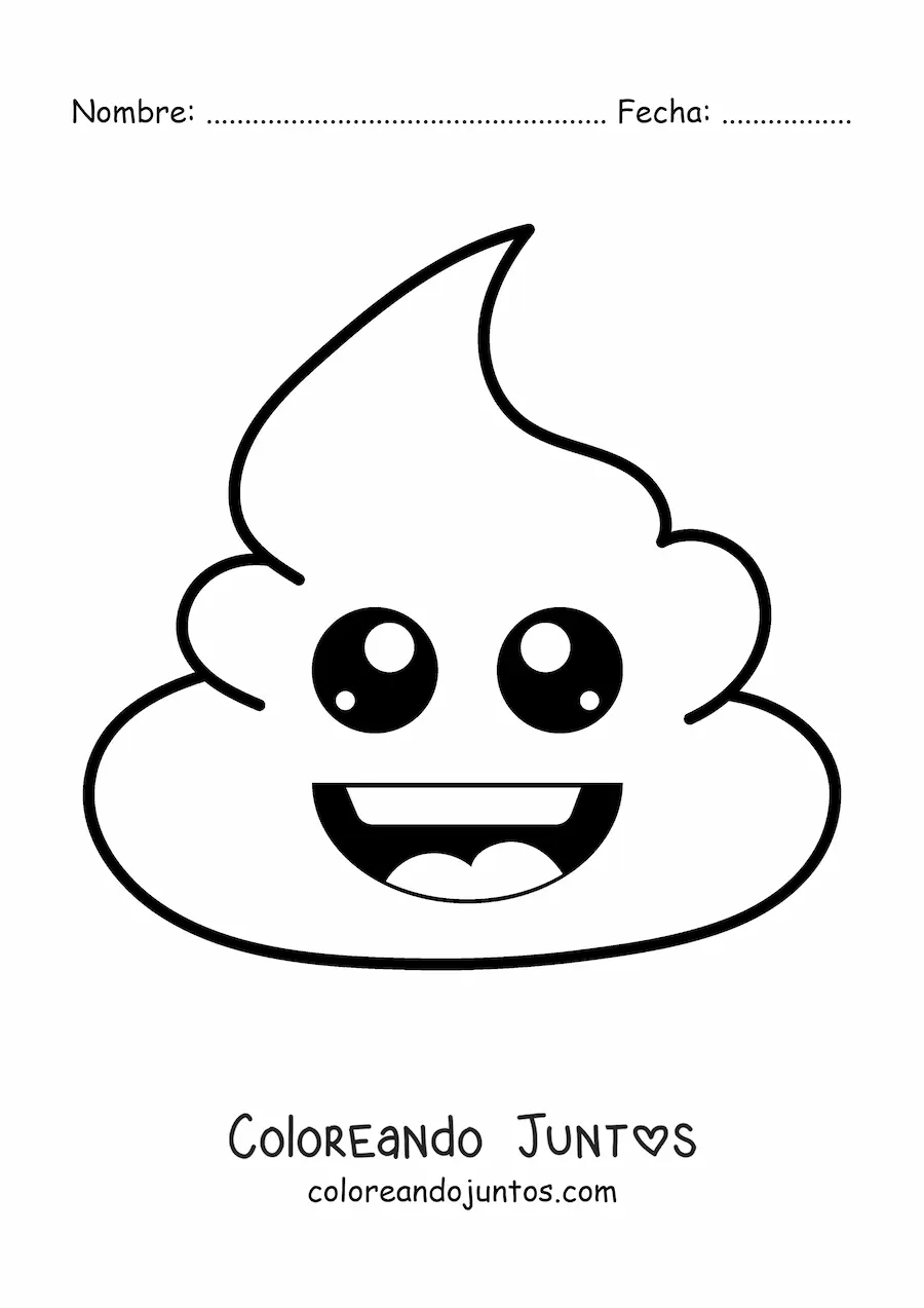 Imagen para colorear de emoji de caquita feliz kawaii