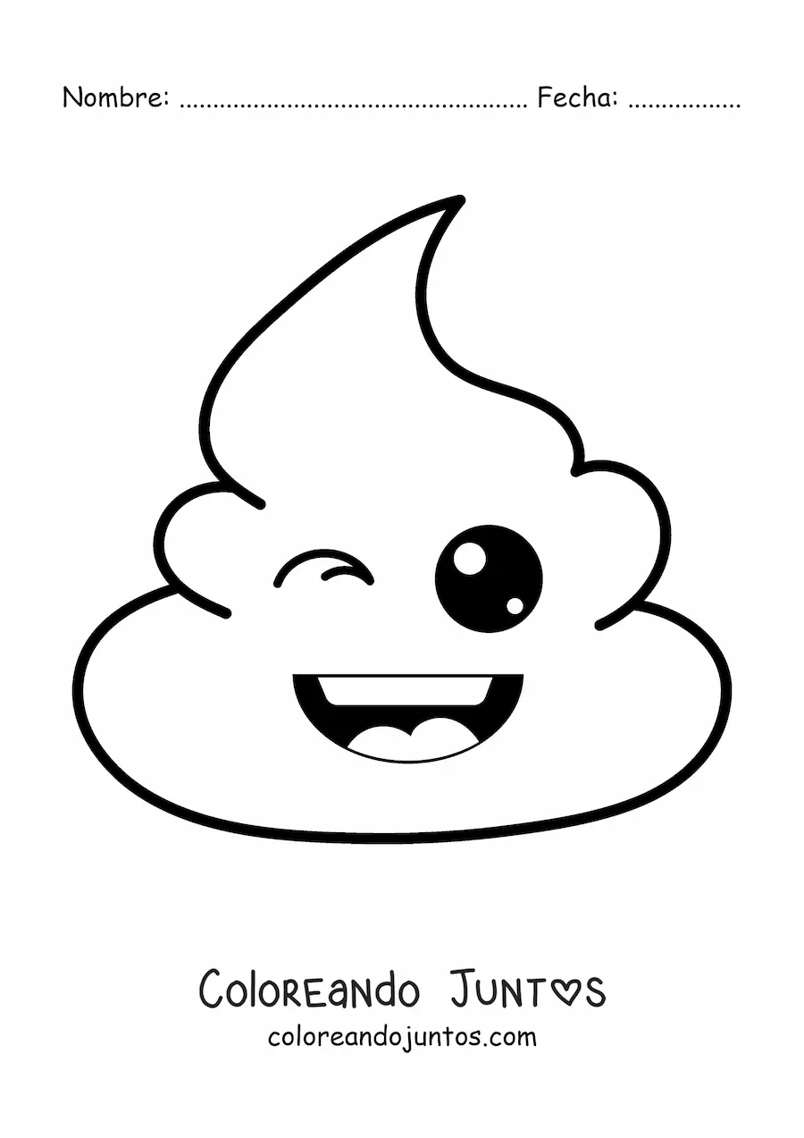 Imagen para colorear de emoji de caquita feliz
