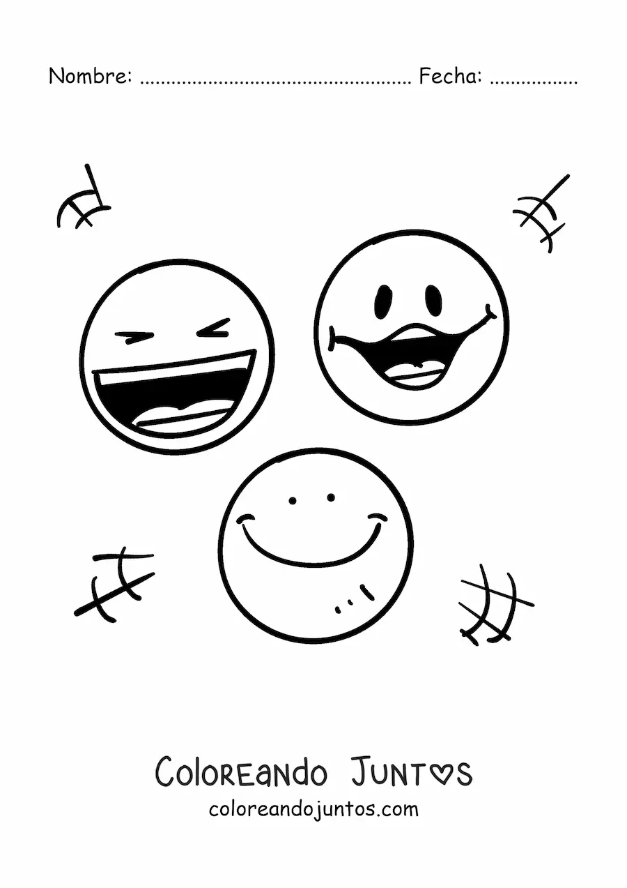 Imagen para colorear de emojis de caras felices