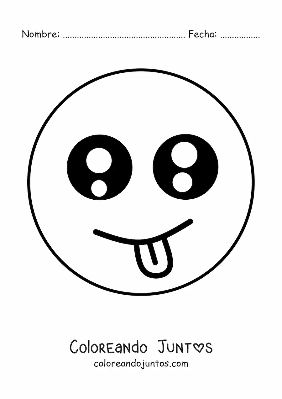 Imagen para colorear de emoticón de carita feliz kawaii