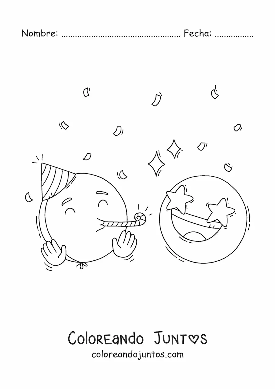 Imagen para colorear de emoji de fiesta de cumpleaños