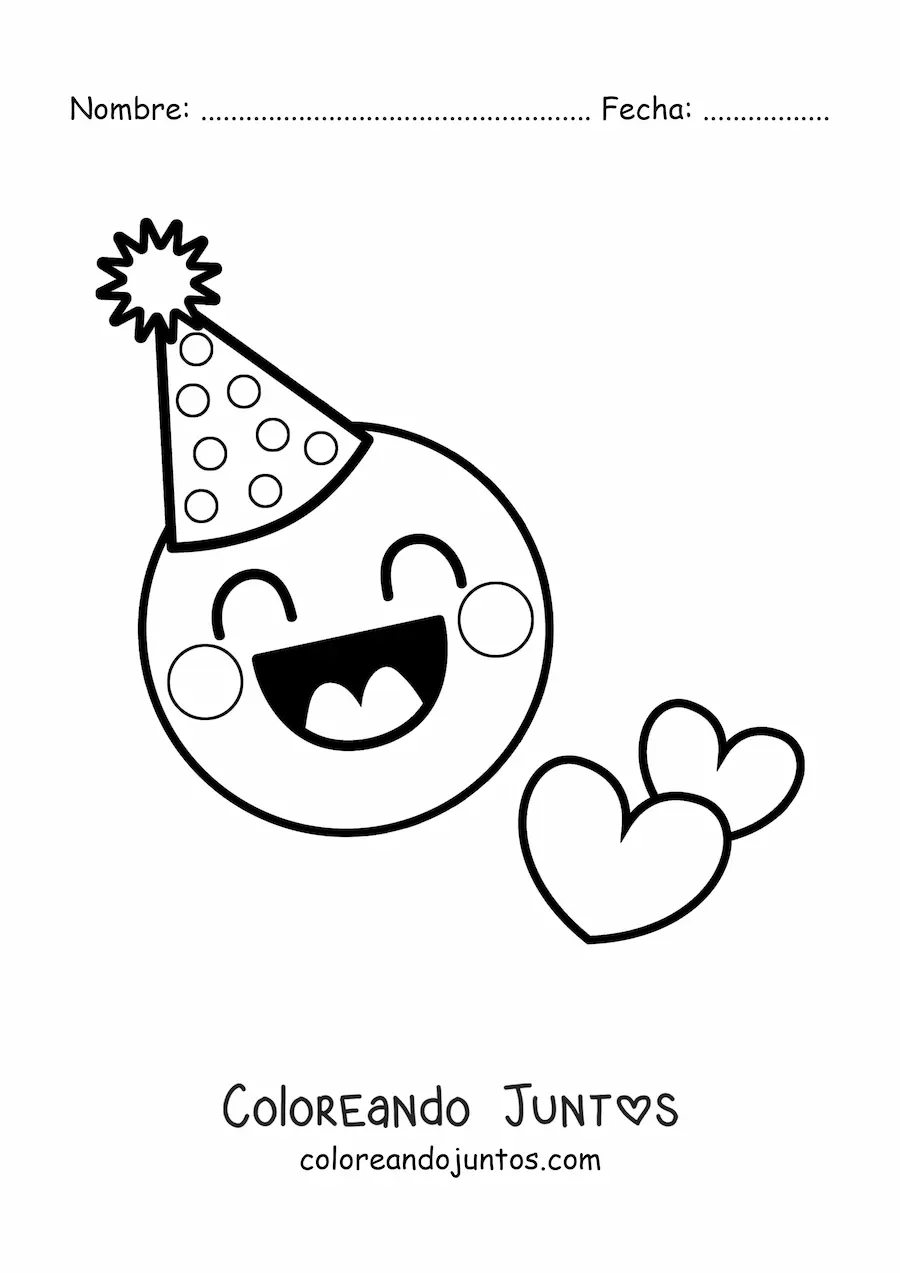 Imagen para colorear de emoji de feliz cumpleaños