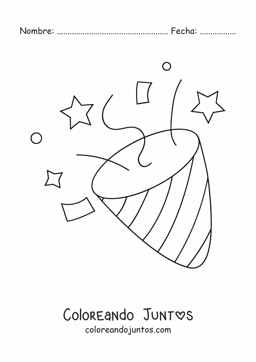 Imagen para colorear de emoji de popper de fiesta