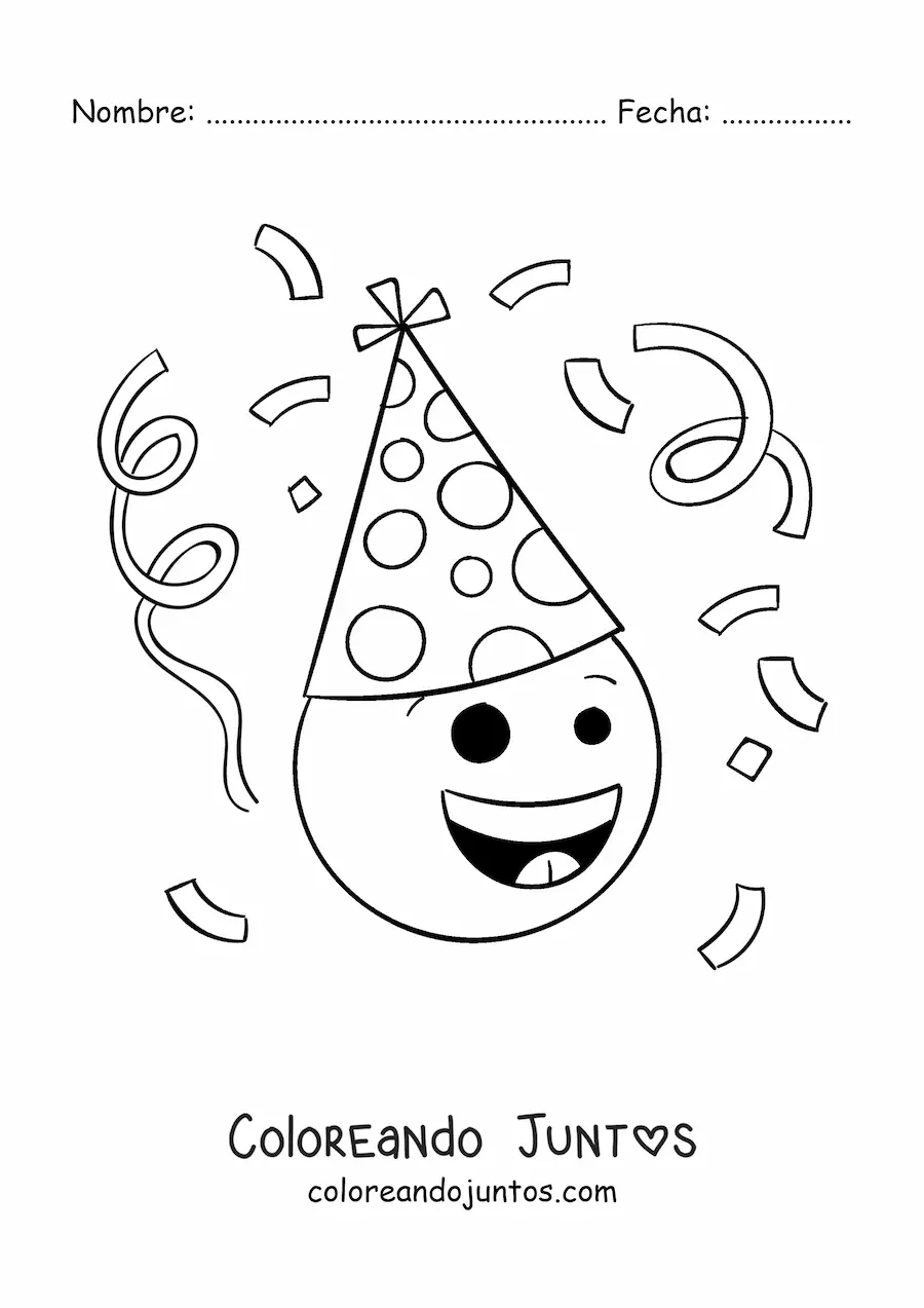 Imagen para colorear de emoji de cumpleaños animado