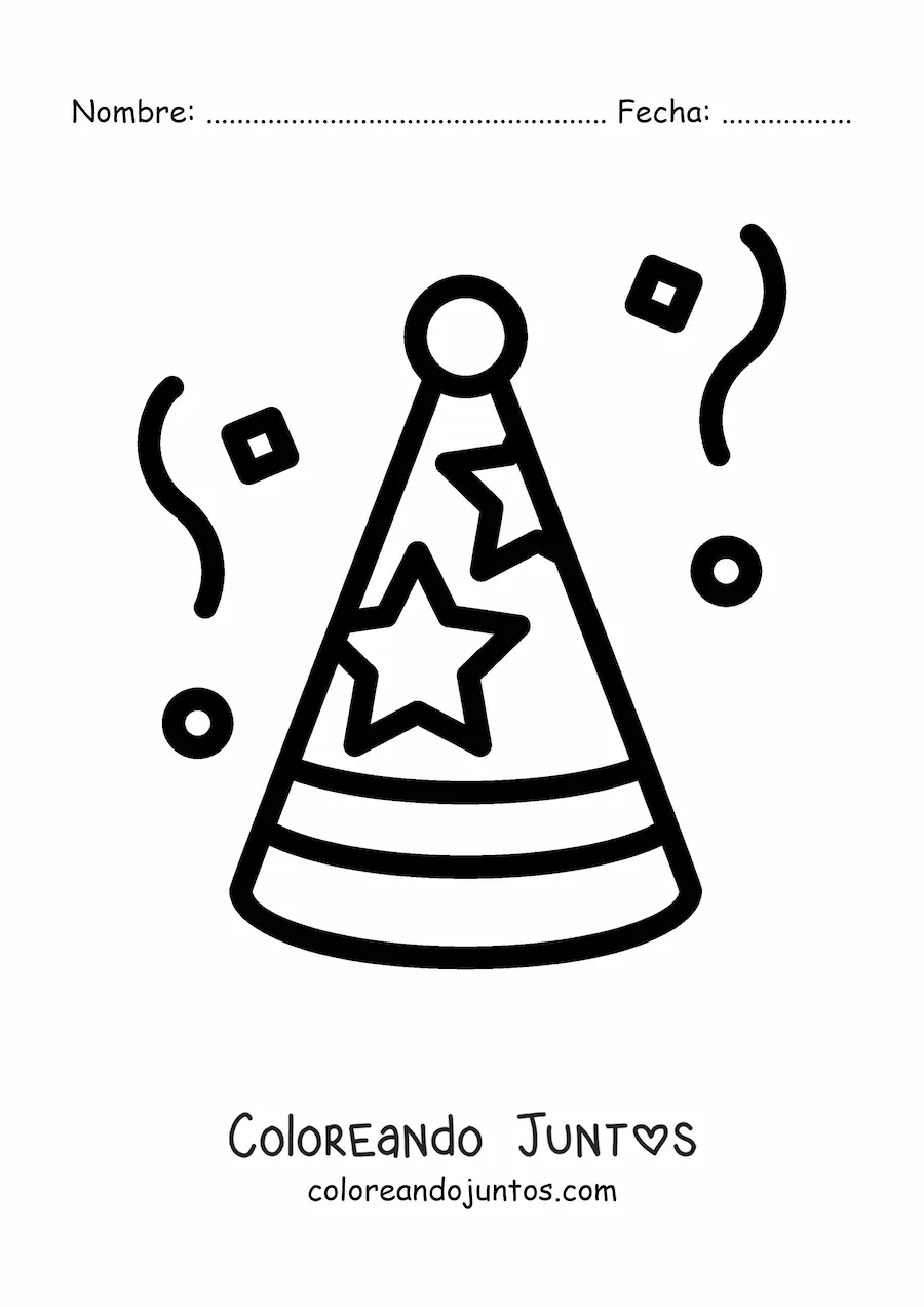 Imagen para colorear de emoji de un gorro de fiesta de cumpleaños