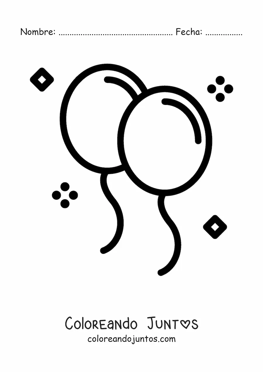 Imagen para colorear de emoji de globos de cumpleaños