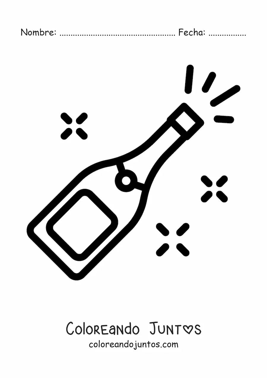 Imagen para colorear de emoji de champaña de fiesta