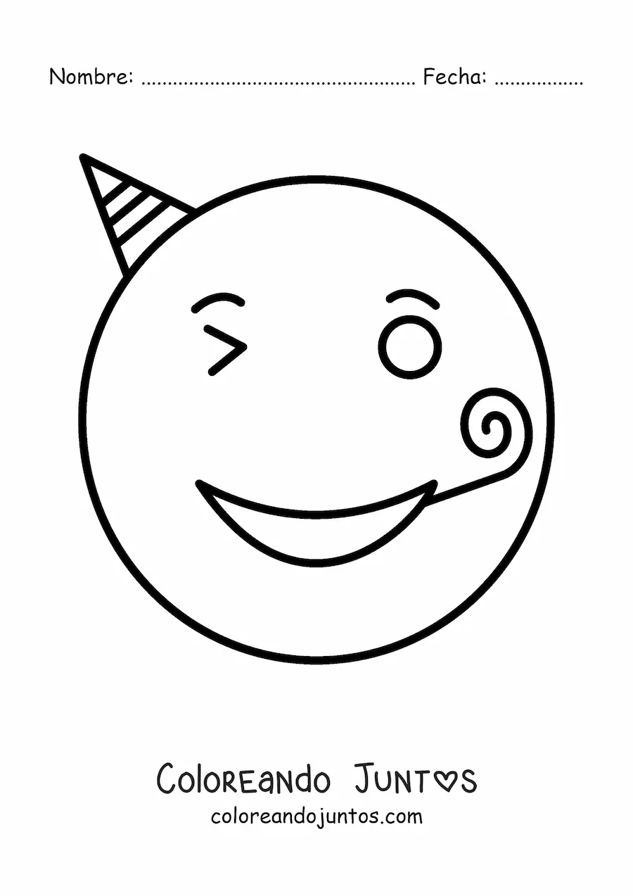Imagen para colorear de emoji de fiesta