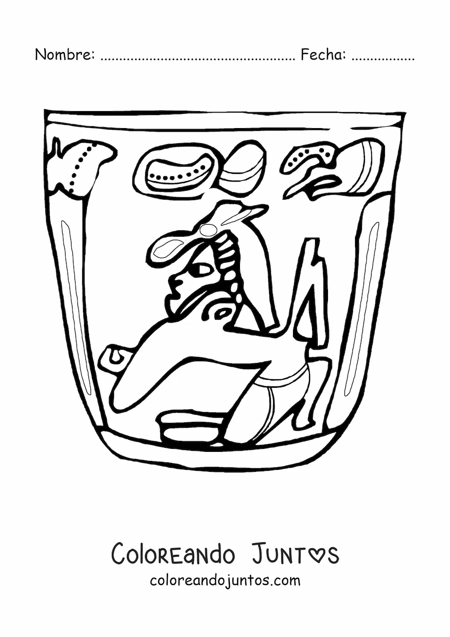 Imagen para colorear de vasija maya