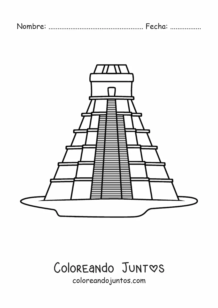 Imagen para colorear de pirámide maya