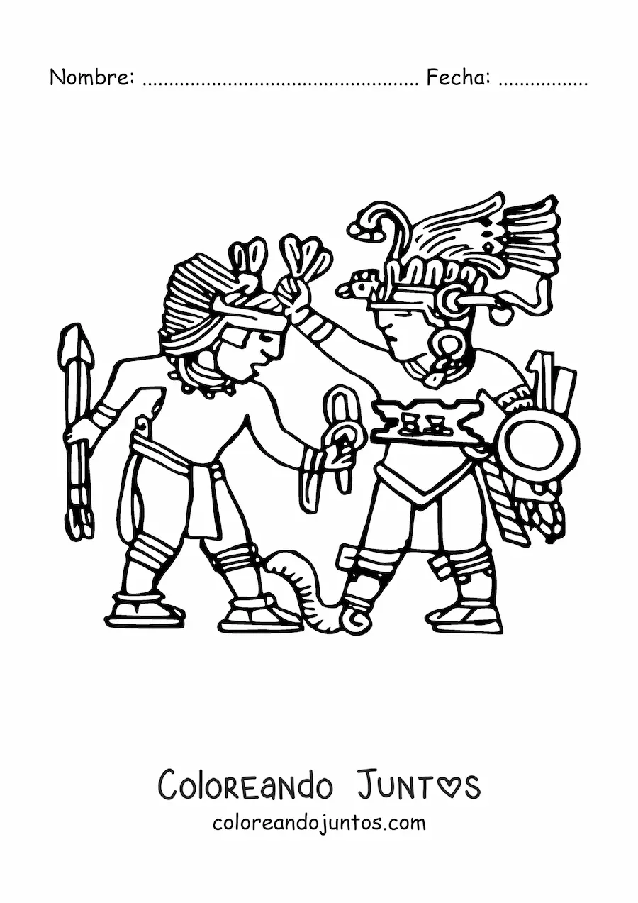Imagen para colorear de guerrero azteca