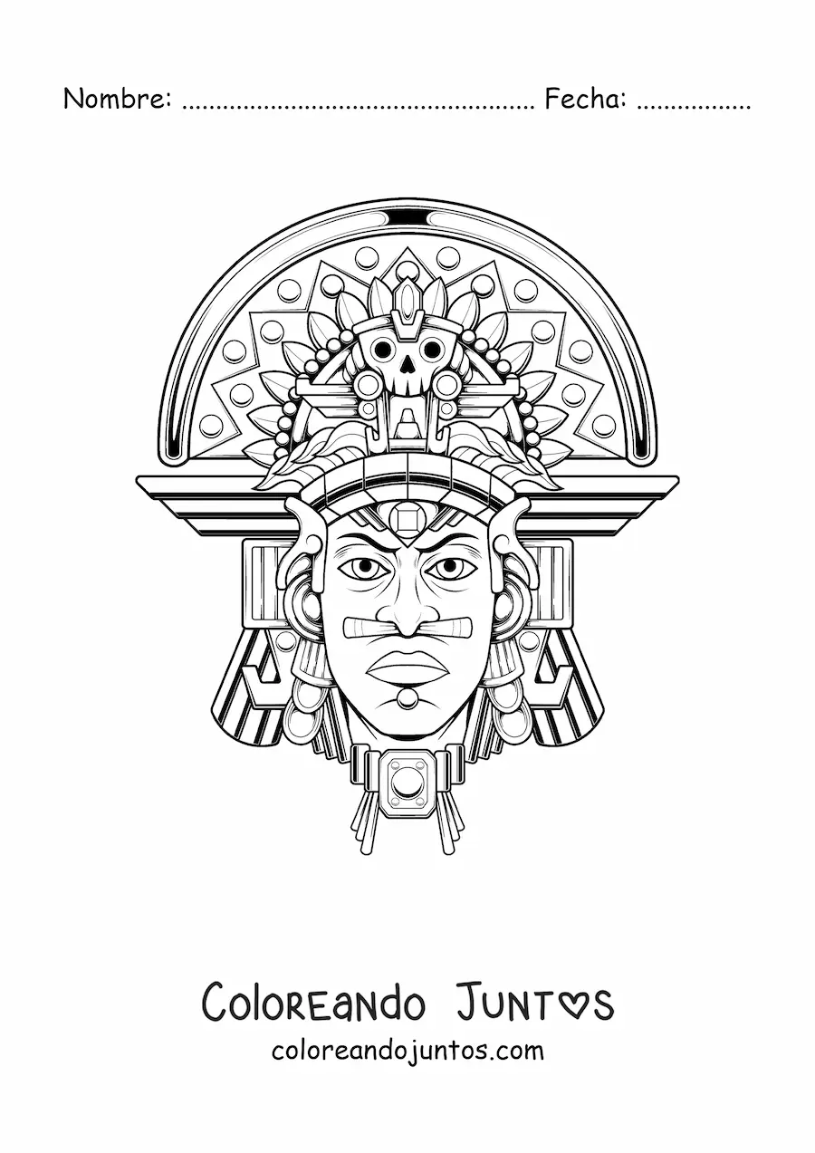 Imagen para colorear de hombre con tocado azteca