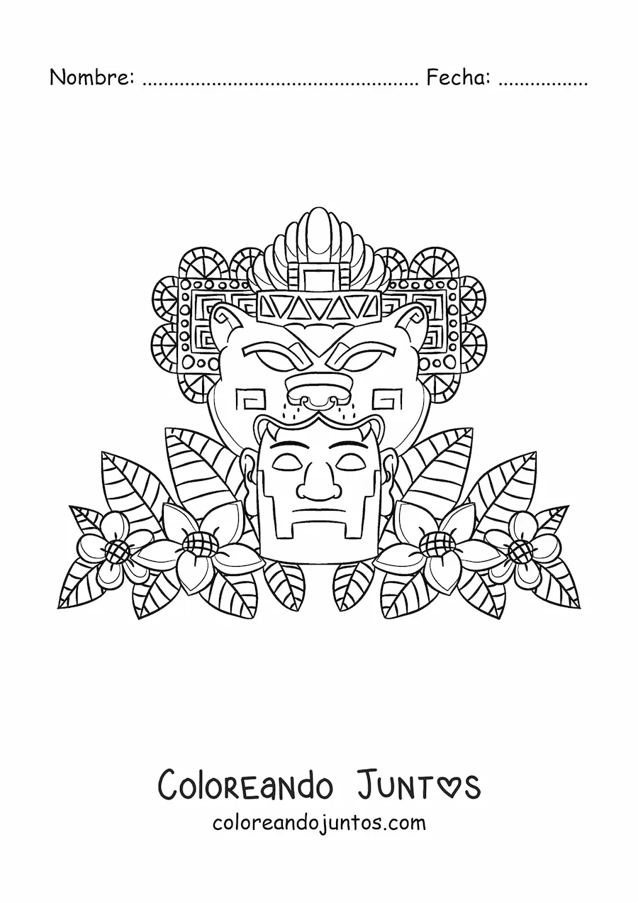 Imagen para colorear de arte de la civilización azteca