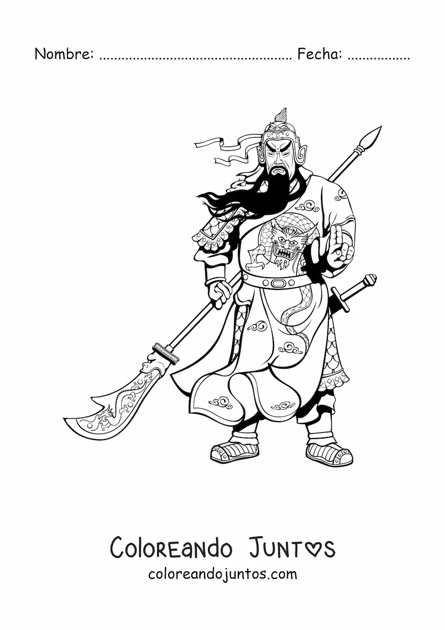 Imagen para colorear de guerrero chino