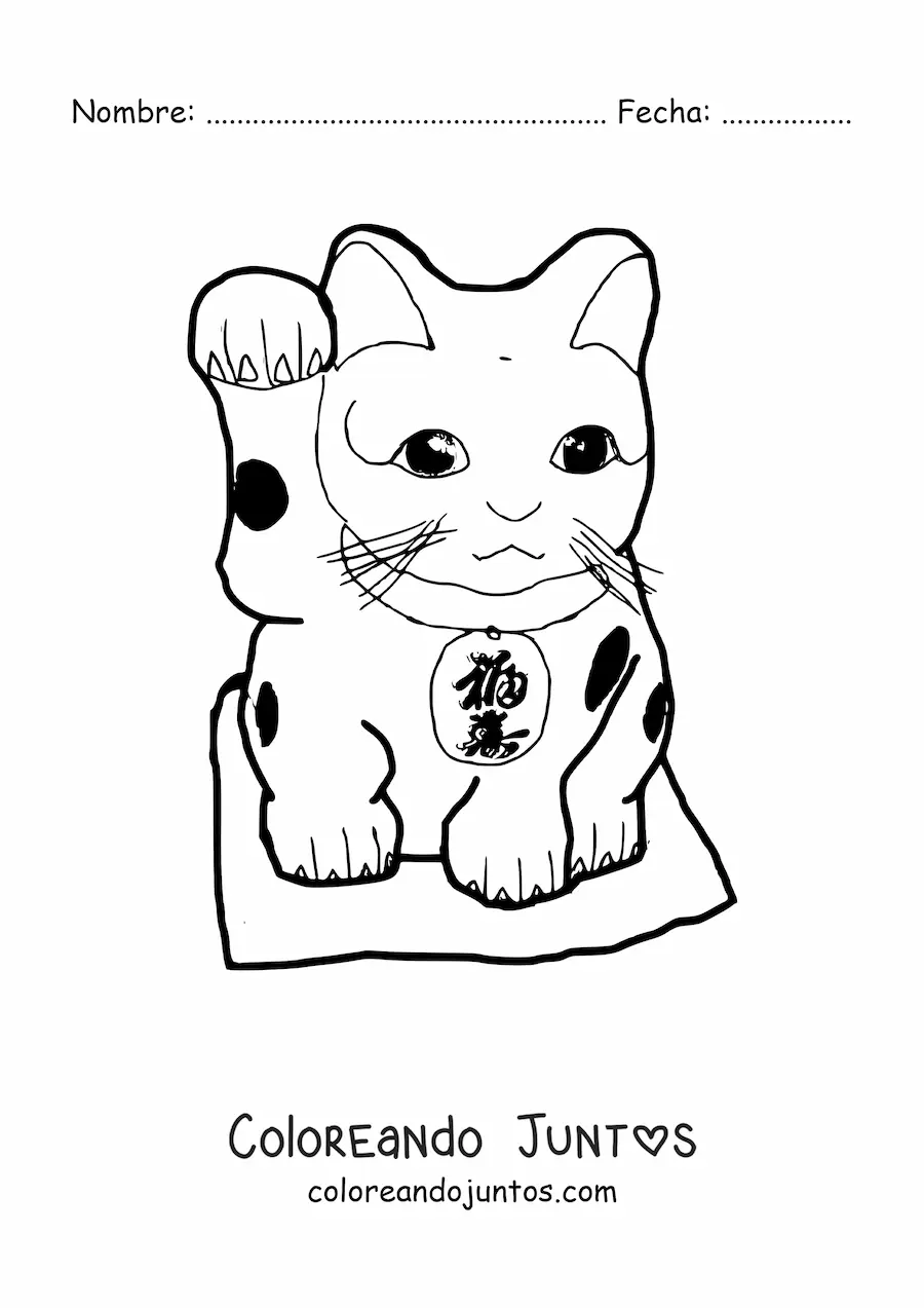 Imagen para colorear de gato chino de la fortuna