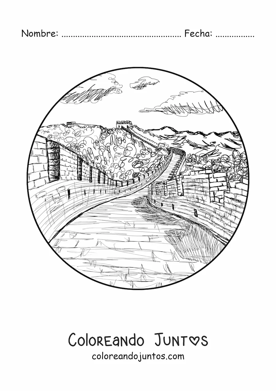Imagen para colorear de gran muralla china
