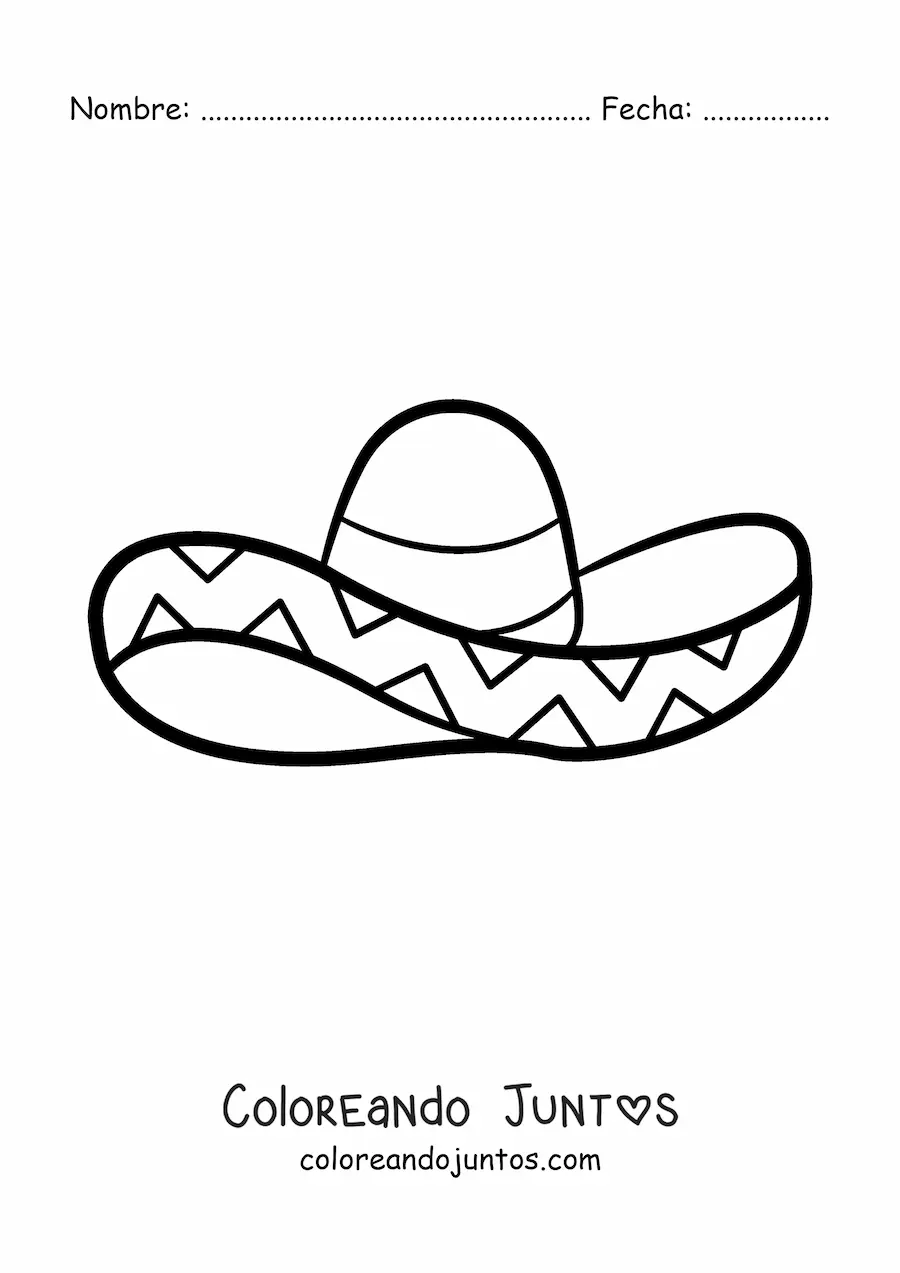 Imagen para colorear de sombrero mexicano