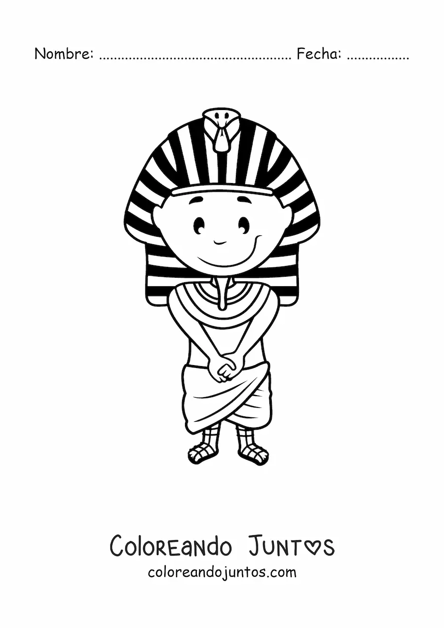 Imagen para colorear de faraón egipcio animado